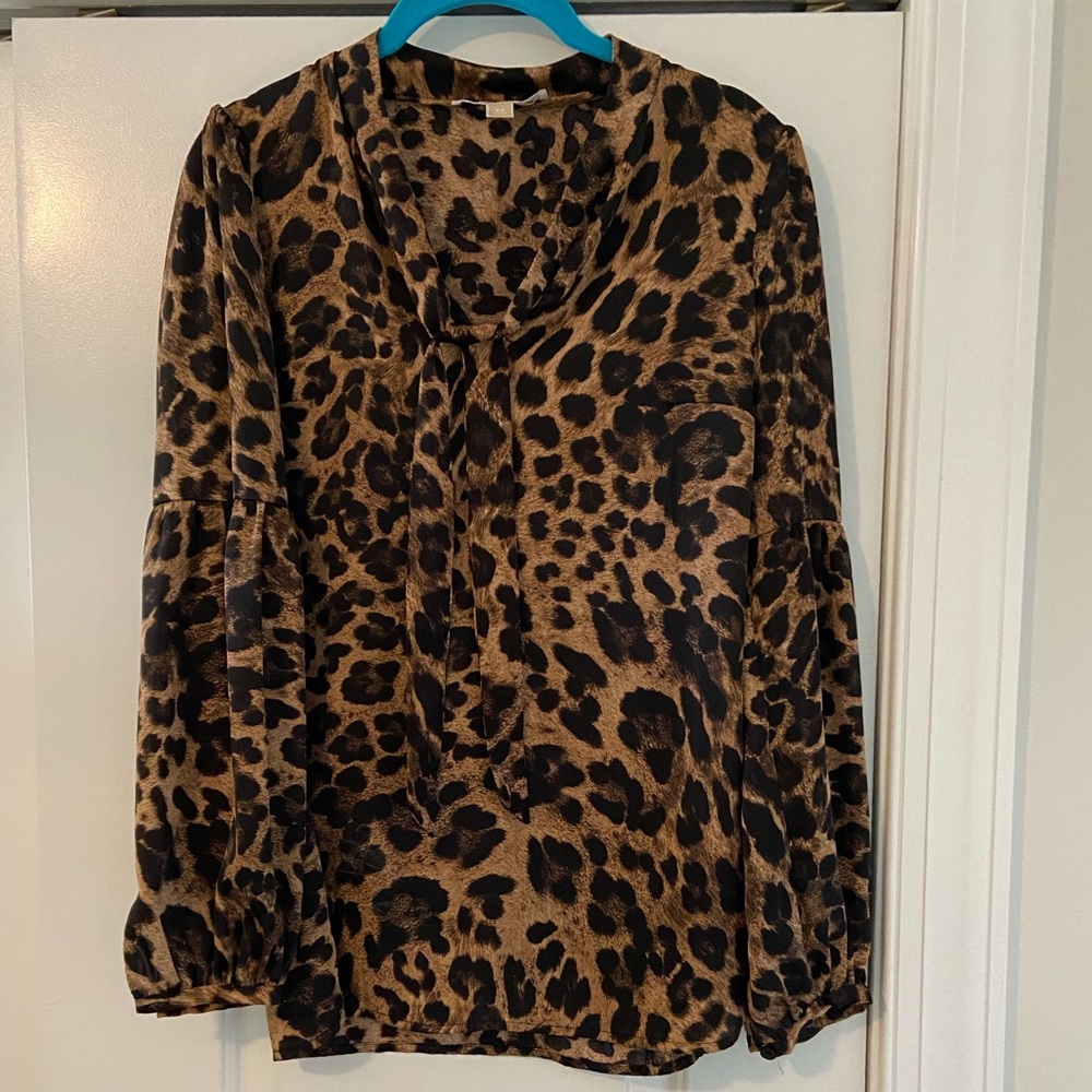 Michael Kors women’s leopard long sleeve blouse XS